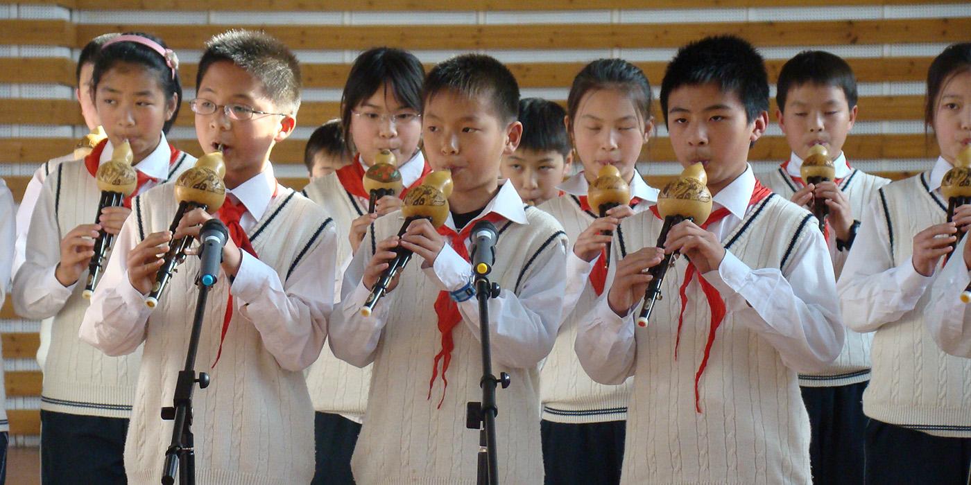 School children performing in Shanghai