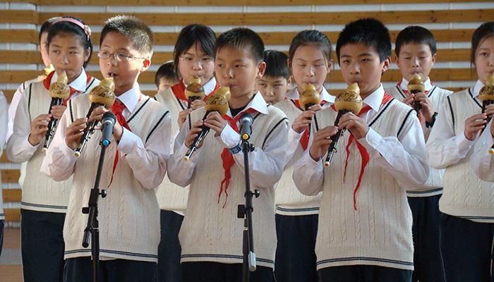 School children performing in Shanghai